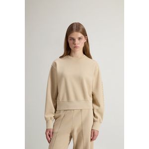 Woolrich Achteraf geverfde cropped sweater met ronde hals voor meisjes van puur katoen Beige Grootte 10