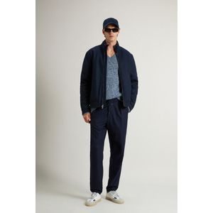 Woolrich heren Lewis-bomberjack van wol- en katoenmix Blauw Grootte 3XL