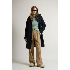 Woolrich dames Garengeverfde trenchcoat van drielaagse stof met capuchon Blauw Grootte L