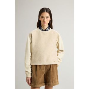 Woolrich dames Sweater met ronde hals van zuiver geborsteld katoen Beige Grootte L