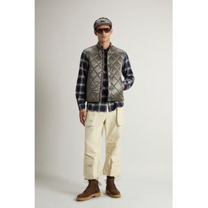 Woolrich Heren Gewatteerde bodywarmer van garengeverfd nylon Grey Grootte XS