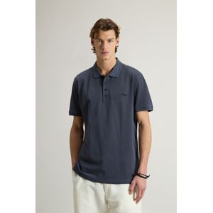 Woolrich heren Achteraf geverfde Mackinack-poloshirt van katoenpiqué met stretch Blauw Grootte 3XL