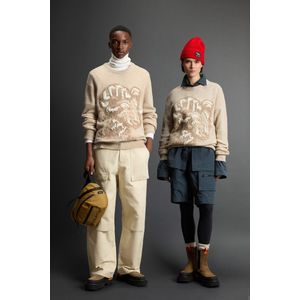 Woolrich unisex Trui met ronde hals van wolmix met jacquardpatroon by Todd Snyder Beige Grootte L