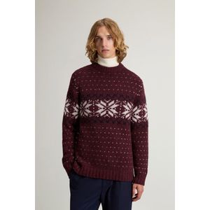 Woolrich heren Trui met Fair Isle-patroon van wolmix Bordeauxrood Grootte 3XL