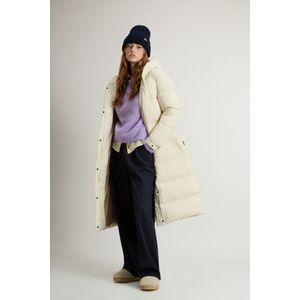 Woolrich dames Lang Cloud-donsjack van elastisch nylon met matte afwerking Wit Grootte S
