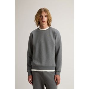 Woolrich heren Sweatshirt met ronde hals in katoenen interlockmix met logo Grey Grootte M