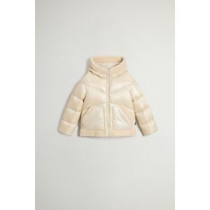 Woolrich Donsjack voor meisjes van glanzend nylon met sherpa inzetstukken Wit Grootte 14