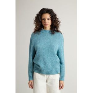 Woolrich Dames Trui van alpacamix en knopen op de schouder Blauw Grootte S