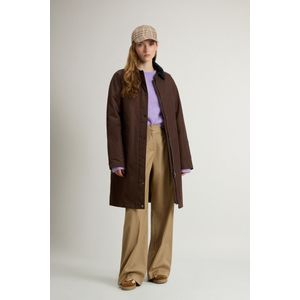 Woolrich dames Mantel van Ramar Cloth met corduroykraag Bruin Grootte L
