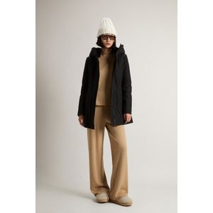 Woolrich dames Boulder Parka van Ramar Cloth met capuchon en afneembare rand van imitatiebont Zwart Grootte L