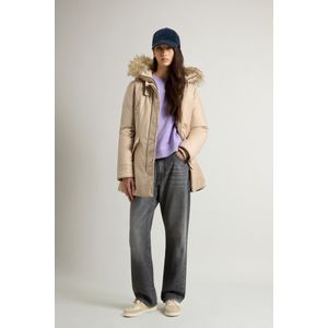 Woolrich dames Arctic Parka in een wol-zijdeblend vervaardigd met een Loro Piana-stof Beige Grootte L