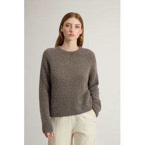 Woolrich dames Trui met ronde hals van alpaca- en achteraf geverfde wolmix Grey Grootte L