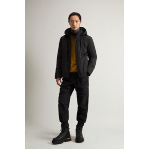 Woolrich heren Gevoerd jack van elastisch nylon met afneembare capuchon Zwart Grootte 3XL