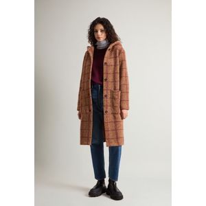 Woolrich dames Gentry lange geruite mantel met capuchon Bruin Grootte L