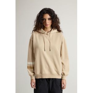 Woolrich Dames Hoodie van zuiver katoen met streeppatroon op de mouw Beige Grootte M