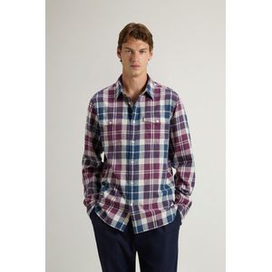 Woolrich Heren Flanellen overhemd van zuiver Madras-katoen met geruit patroon Multicolor Grootte M