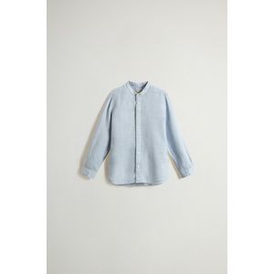 Woolrich Achteraf geverfd overhemd voor jongens van puur linnen Blauw Grootte 16