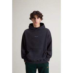 Woolrich Achteraf geverfde sweater voor jongens van puur katoen met capuchon en print op de achterkant Zwart Grootte 10