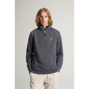 Woolrich heren Hybride sweater met hoge kraag van zuiver katoen en nylon Grey Grootte M