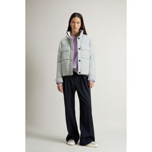 Woolrich dames Cloud-jas met opstaande kraag en opvouwbare capuchon Grey Grootte L