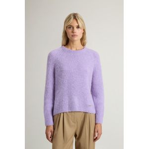 Woolrich dames Trui met ronde hals van alpaca- en achteraf geverfde wolmix Lila Grootte L
