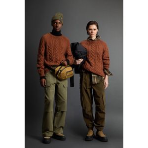 Woolrich unisex Trui met ronde hals van wol- en katoenmix by Todd Snyder Bruin Grootte L