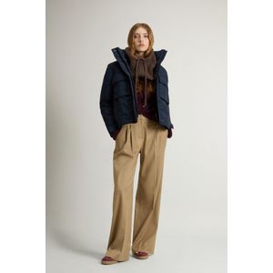 Woolrich dames Cloud-jas met opstaande kraag en opvouwbare capuchon Blauw Grootte L