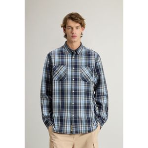 Woolrich Heren Geruit overhemd van puur katoen met Madras-ruitpatroon Blauw Grootte XL