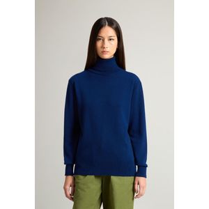 Woolrich Dames Trui met hoge col van zuiver kasjmier Blauw Grootte M