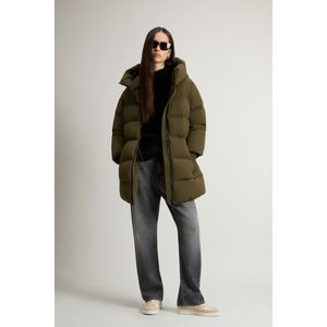 Woolrich dames Cloud-donsjack van elastisch nylon met matte afwerking Groen Grootte L