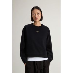 Woolrich dames Sweatshirt met ronde hals van puur katoen met geborduurd logo Zwart Grootte L