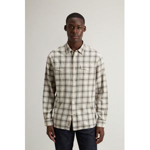 Woolrich Heren Flanellen overhemd van zuiver Madras-katoen met geruit patroon Beige Grootte XL
