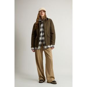 Woolrich dames Jas van Ramar Cloth met corduroykraag Groen Grootte L