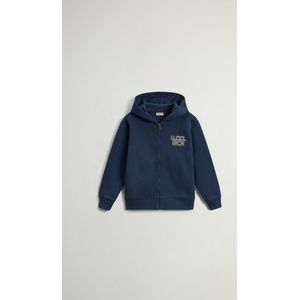 Woolrich Hoodie voor jongens van zuiver katoen met rits Blauw Grootte 10
