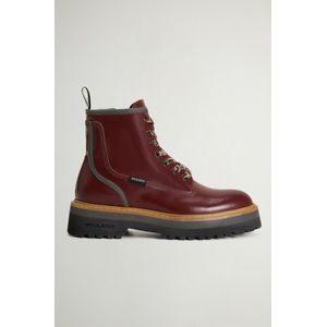 Woolrich dames Main Logger-veterboots van kalfsleer Bordeauxrood Grootte 38