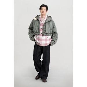 Woolrich unisex Fishing-jack van satijnen stof met capuchon en klep Groen Grootte L