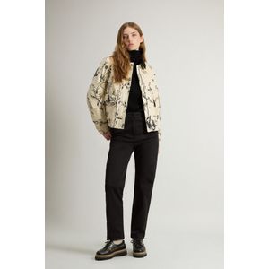 Woolrich dames Jack van Pontoglio-fluweel met reliëfpatroon Beige Grootte L