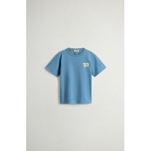 Woolrich T-shirt voor jongens van puur katoen met print op de achterkant Blauw Grootte 8