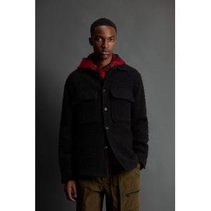Woolrich heren Overhemdjack van Italiaanse scheerwolmix van Casentino by Todd Snyder Zwart Grootte L