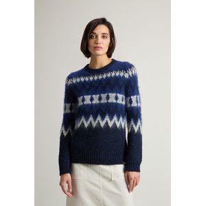 Woolrich dames Fair Isle-trui van wolmix Blauw Grootte L