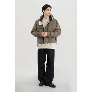 Woolrich unisex Jack van tafzijde van nylonmix met verwijderbare capuchon Bruin Grootte L