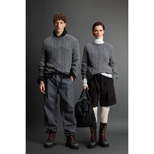 Woolrich unisex Trui met ronde hals van reflecterende mouliné-scheerwolmix by Todd Snyder Grey Grootte L