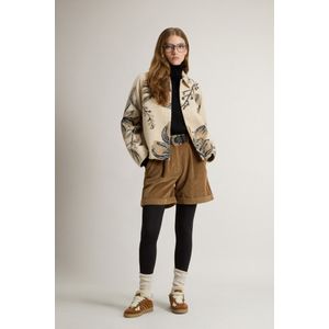 Woolrich dames Overhemdjack van Italiaanse wolmix met bloemenpatroon Beige Grootte XXS
