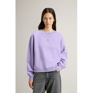 Woolrich dames Sweatshirt met ronde hals van puur katoen met geborduurd logo Lila Grootte L