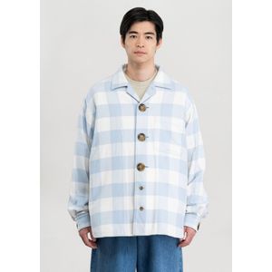 Woolrich unisex Overhemd van zuiver katoen met geruit patroon Blauw Grootte L