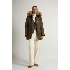 Woolrich dames Arctic Parka van Ramar Cloth-stof met afneembare bontrand Groen Grootte L