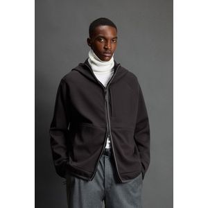 Woolrich heren Sweater met volledige rits met capuchon van Interlock-katoenmix en nylon by Todd Snyder Zwart Grootte L