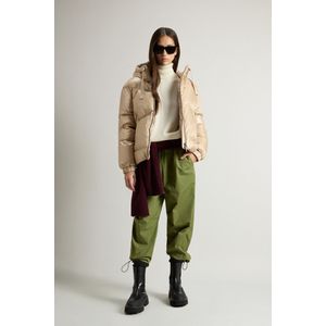 Woolrich dames Kort Aliquippa Donsjack van glanzend nylon Beige Grootte L