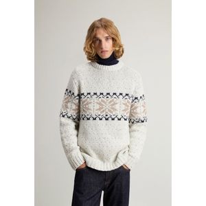 Woolrich heren Trui met Fair Isle-patroon van wolmix Wit Grootte 3XL