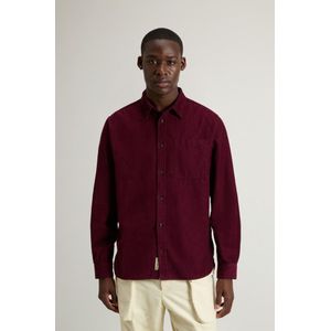 Woolrich heren Overhemd van ribfluweel Bordeauxrood Grootte S
